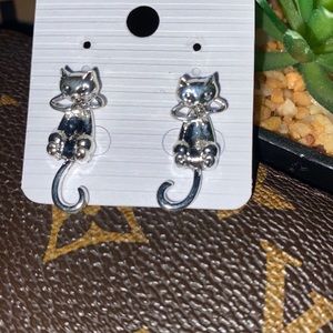 Silver Cat Earrings